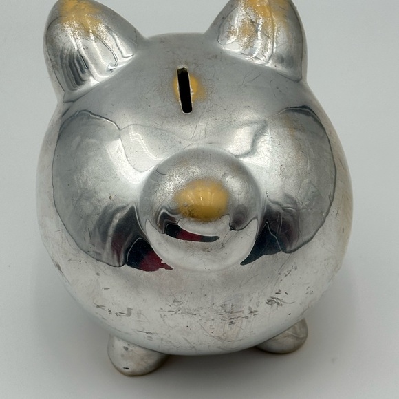 Chrome  Metal: Ceramic Weekend Piggy Coin Bank 8x7” - Picture 5 of 6